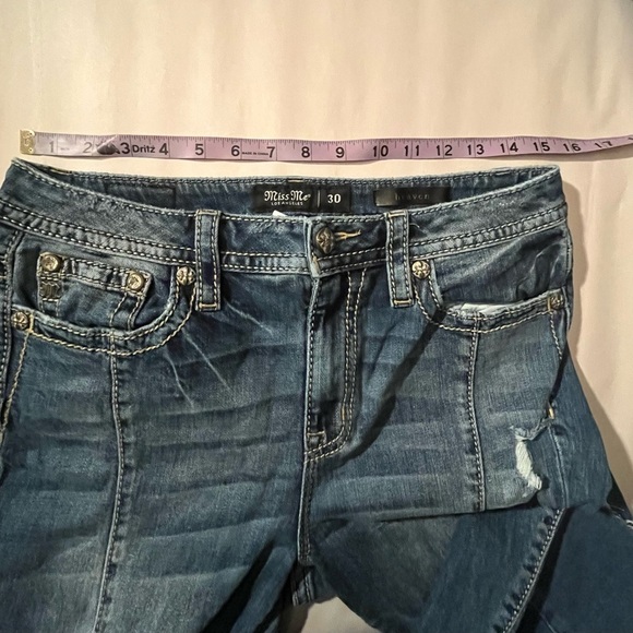 Miss me ladies heaven flare wide leg high rise jeans boho grunge retro size 30 - Picture 13 of 13